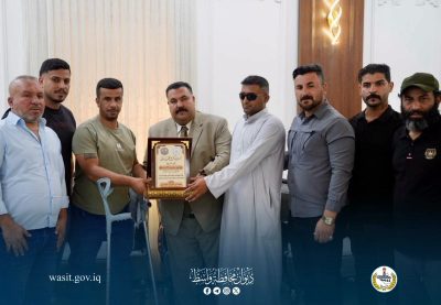 محافظ واسط يستقبل أبطال الحشد الشعبي من الجرحى ويشيد بتضحياتهم